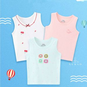 2024 Summer Children's Tank Tops Breattable Mesh Vest For Kids Cartoon Sleeveless Boys Girls Unerwear Baby Bottom L2405