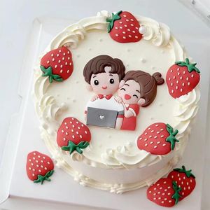 Party Supplies Strawberry Cake Decoration Red Princess Happy Birthday Girl