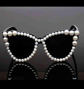 Solglasögon 2018 Nyaste Sexig katt Eye Sungasse Brand Designer Lady Pearl For Female Vintage Masks 2203269371477