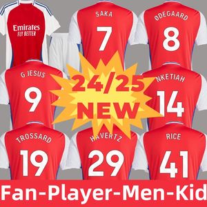 24/25 G.JESUS Fans Player Version Mens Kids Kits Sets Arsen Home Third Away Shirts Football S K A ODEGAARD HAVERTZ RICE Soccer Jerseys