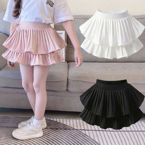 Girls Skirts Fashion Tutu for Kids Solid Color Children Pleated Toddler Mini Skirt Teenager Shorts Clothing 1-14T L2405