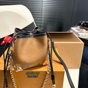 7A Designers Bag Bucket bag Runway look Shoulder Bags Hhgh quality old flower Purses Women Tote Brand Letter Leather Handbags crossbody bag Chain bag removable 12.5cm