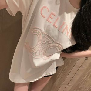 Ce24 Spring/Summer New Small Form Design Fashionable Heavy Industry Embroidery Sequins Loose and Versatile Short sleeved Top T-shirt