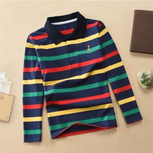 Boys Long-Sleeved Polo Shirts 2024 Spring Autumn Children's Clothing Kids Turn-Down-Collar Outerwear Teenager 1-14 Yrs Tops L2405