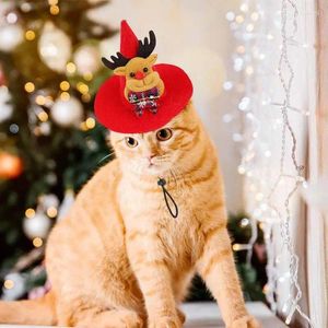 Dog Apparel Cat Christmas Hat Plushy Pet Style Santa med justerbart elastiskt band söta