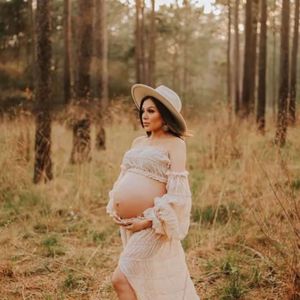 Mutterschaftsfotografie Requisiten sexy zweiteilige Tüll Chiffon Bohemian Foto Shooting Schwangerschaft Boho -Stil Babyparty Kleid