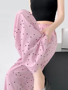 Kadın pantolon yaz şık dalga nokta yüksek bel gevşek gündelik kadınlar Kore basit moda tam uzunluk klasik kadın geniş bacak