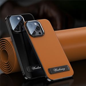 Capa de telefone de couro genuíno de luxo para iPhone 15 14 13 Pro Max 5g Busineiro resistente durável Lente de proteção de proteção de choque de choque de couro