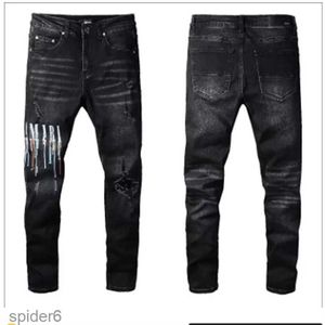 Mens Designer Jeans High Elastics Ripped Slim Fit Denim for Men s Fashion Black Pants#030 28-38 J8W4 J8W4