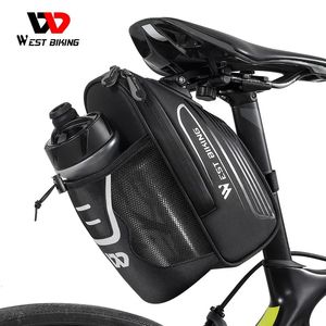 WEST BIKING Bike Saddle Bag With Water Bottle Pocket Waterproof Tail Pannier MTB Road Bicycle Under Seat Bag Cycling Accessories 240516