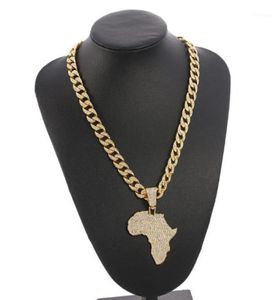 Anhänger Halsketten vereisere Kette Big African Map Men039s Hip Hop Gold Cuban Halskette für Männer Mode männliche Schmuck 4005537