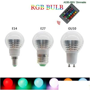 LED ampuller 16 Renk BBS 85-265V E27 E14 GU10 Sihirli Gece Işığı 24Key Uzaktan Kumanda Dimmable Drop Dağıtım Işıkları Aydınlatma Tüpleri DHRWH