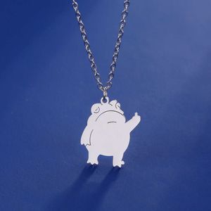 Fashion Middle Finger Frog Necklace For Women Men New Kpop Stainless Steel Pendant Chain Funny Jewelry Party Gifts