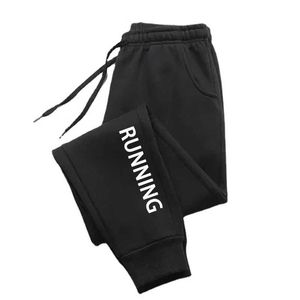 Calça masculina letra impressão de outono de inverno masculino calça de moletom sólida correr joggers esportam calças casuais ginástica de ginástica de ginástica respirável y240513