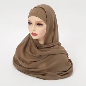 Ethnic Clothing 2 Piece Chiffon Hijab Underscarf Set Bonnet Tube Turban Muslim Women Veil Islamic Fashion Ramadan Headscarves Femme Shawl
