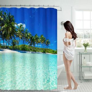 Duschvorhänge Ozean Stranddruck Vorhang 70 Zoll mit 12 Plastikhaken wasserdichtes Badezimmer Schwere Seite