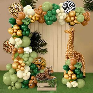 Party Balloons Jungle Safari Green Balloon Garland Arch Kit Decorações de festas infantil infantil Balões de aniversário Supplimentos de chá de bebê