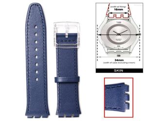 Watch Bands 16mm Genuine Leather Replacement Blue Band Fits S W A T C H Skin WB1068G16GB Red White Brown8635897