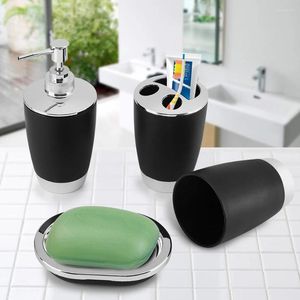 Liquid Soap Dispenser 4Pcs Bathroom Accessories Set Farmhouse Decor Apartment Necessities Toothbrush Cup Dish Tumbler