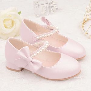 Ni a KidLeather Zapatos Autumn New High Heel Princess Bow Single Mary Jane Shoes Kid Girl Shoe L L