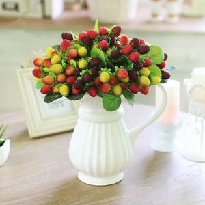 Decorative Flowers 1 Pcs Artificial Fake Plants Raspberry Simulation Fruit Plastic Berry Strawberry Flower For Home Decoration