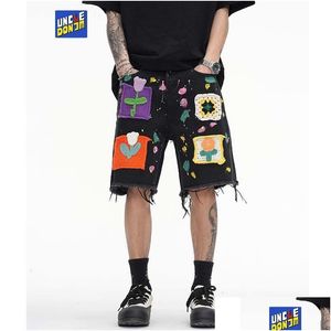 Mens Jeans Iti Denim Shorts Pahes Flower Men Vibe Style Baggy Streetwear Cargo Pants Y2K For Uni Drop Delivery Apparel Clothing Otdys