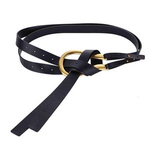 Fashion trend twolayer leather belt with large horseshoe buckle and women039s decorative waist seal9381847