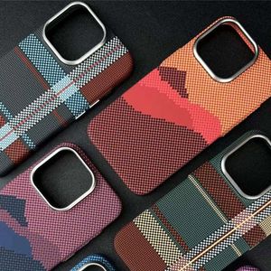 Кевлар текстура магнитная корпус подходит для iPhone 15 14 плюс 13 12 11 Pro Max Mobile Phone Back Cover Capa Funda Case Case 100pcs