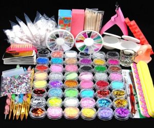 48 Acrylic Powder Glitter Powder Manicure Nail Kit Gel Polish Nail Decoration DIY False Nail Tip Gel set Brush Tool For Beginner8253756