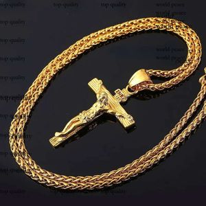 Religiöse Jesuskreuz -Halskette für Männer Mode Goldkreuz mit Ketten Halskette Schmuck Geschenke für Männer Anhänger 976