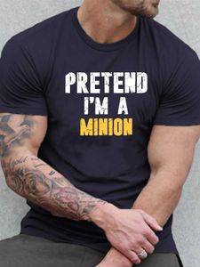 Camisetas masculinas fingem que sou uma camiseta de pescoço de slve cutil short de short cutil short de minion