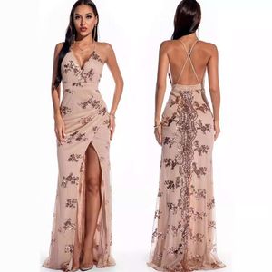 Sexy suspender sequin dress, nightclub women's new long dress