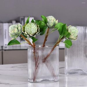 Dekorativa blommor Green Thistle Protea Cynaroides 44 cm verklig touch Artificial Flower Wedding Party Event Shop Window Table Decoration -