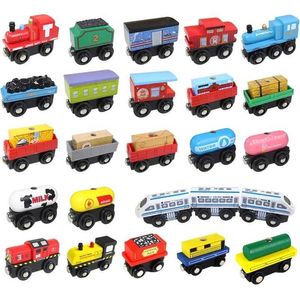 ダイキャストモデル車新しい子供用木製列車磁気木製電車のおもちゃモデル磁気おもちゃ鉄道モデルトレイントイwxと互換性