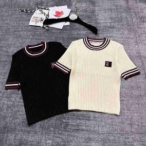 Women's Knits & Tees designer o-neck short sleeve thread knitted letter embroidery sweater tees SML 9Y8X