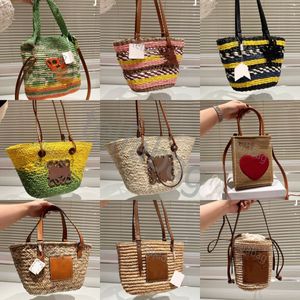 2024 Loe Fashion Tote Straw Bag Designer Hand Woven Cross Body Open Beach Handbag Ladies Summer Bag High