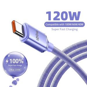 120W PD Typ C -kabel Super Fast Charger Cord Snabbladdning USB C -kablar Telefonladdare