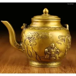 Dekoratif figürinler saf bakır pirinç su ısıtıcısı süsler ejderha ve Phoenix çaydanlık şarap dekorasyonu