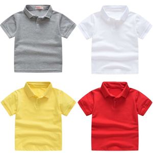 2-9y çocuk polo gömlek yaz erkek kız pamuk kısa kollu tees bebek gündelik tişört düz renk üst kıyafetler çocuk kıyafetleri l2405