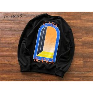 Casa Blanca Hoodie Üst Seviye Versiyon Kalesi Baskı Sweatshirts Kazablanlar Erkek Kadın Siyah Beyaz Terry Crewneck Casablancas Casa Uzun Kollu Hoodie EB83