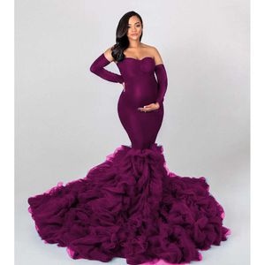 Mermaid Maternity Robes for Photo Shoot Off Shoulder Sweetheart Foto Gowns Sexy Spandex Baby Shower Dresses