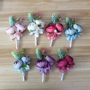 Decorative Flowers Wedding Men Groom Corsages Artificial Silk Rose Flower Boutonnieres Business Reception Nice And Graceful