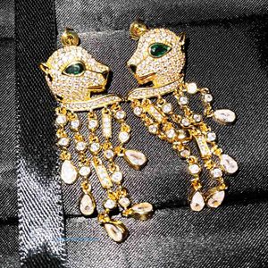 Luxury gold Carttrrie earrings Fashion Heavy Industry Design Leopard Earrings Super Fairy Dream Geometric Big Earrings Female Sweet Earrings