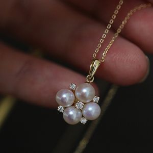 Colar de flores de pérola banhado a ouro 14K S925 Colar de trevo de quatro folhas de prata esterlina