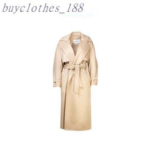 Women's Mid-length Trench Coat Maxmaras Wool Blend Coat Italian Brand Women's Luxury Coat High Quality Cashmere Coat Pq4v