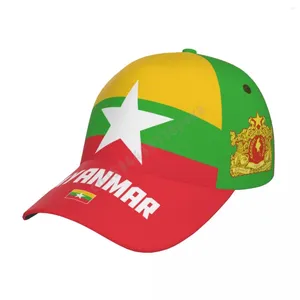 Caps de bola unissex Mianmar Bandeira birmanesa Cap de beisebol adulto Capinho patriótico para fãs de futebol homens homens