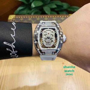 RM Watch Date Luxury Mens Mechanics Watches Wristwatch Ghost Automatic Mechanical R Watch Hollowed Diamond Skull med unik personlig person