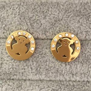 Kvinnor Luxury Brand Studs örhängen med diamanter bär örhängen Original logotyp rostfritt stål modepar örhängen grossist