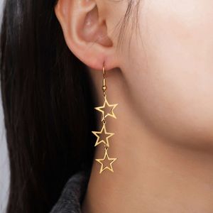 Geometriskt rostfritt stål droppe för kvinnor stjärnor pentagram hänge dingle örhängen estetiska bröllop smycken gåvor