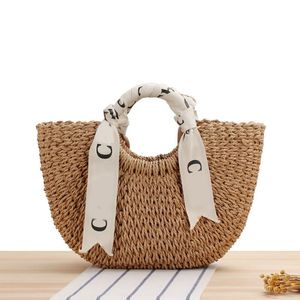 Woody Straw Bag Beach Bag Designer Väskor Vävt tygväska Stora små webbbindande shoppingväskor Fashion Summer Sac Luxe Bucket Crossbody Bag Handbag Casual Trendy XB168